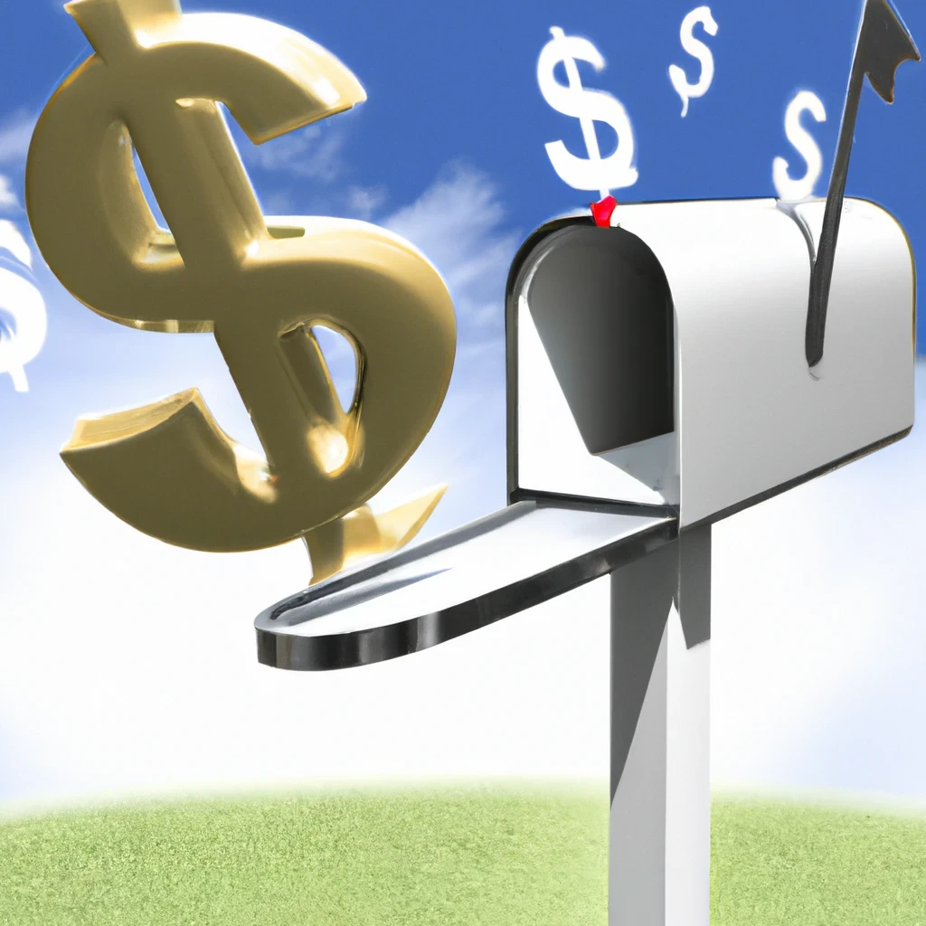 A money sign flying into a mailbox