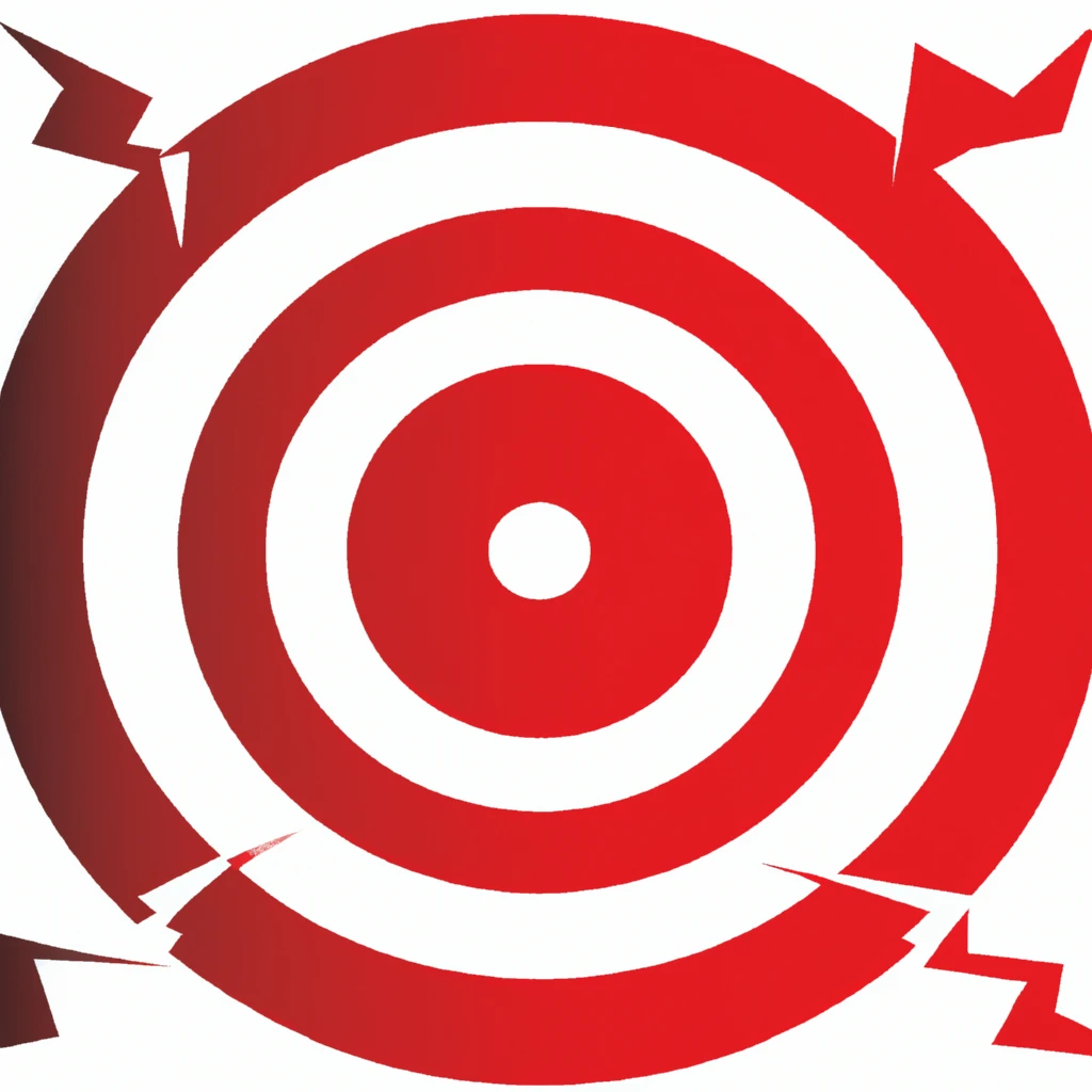 A red target with red lighting coming out of it that turns negative when it crosses the lines in the target