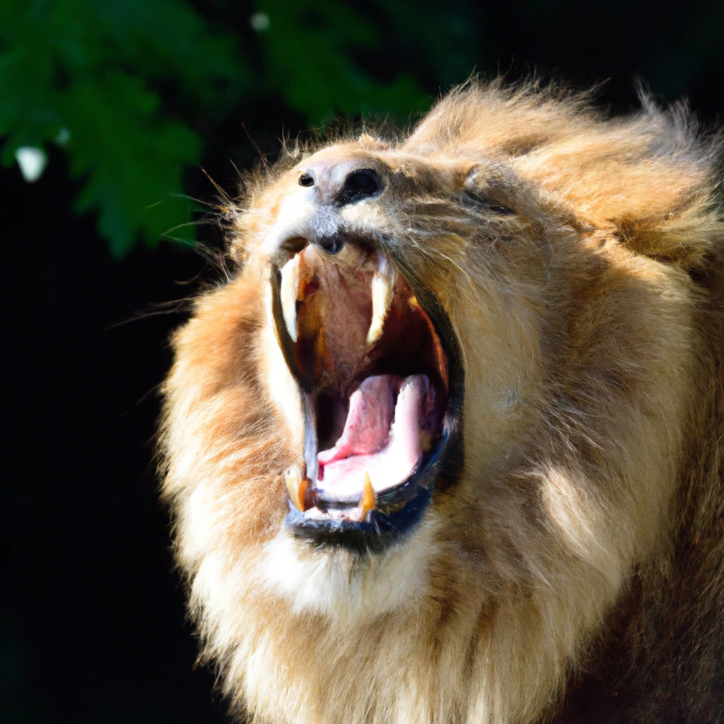 A majestic lion roaring triumphantly